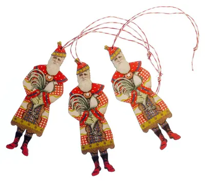 Produktbild von 3 x Weihnachtsbaumanhänger Baumschmuck Weihnachtsmann Nikolaus Holz LC