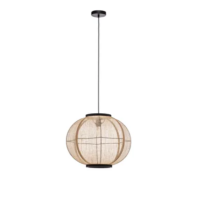 Immagine prodotto di Lampada a sospensione Lindby Aurinil, color legno, lino, Ø 48 cm, E27