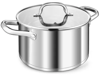 Immagine prodotto di Pentola Kookpot, acciaio inossidabile, 4,7 litri, adatta per induzione, con coperchio in vetro, diametro 22 cm