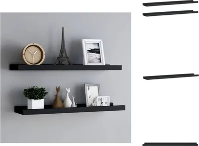 Zdjęcie produktu dla vidaXL Szyny do obrazów 2 szt. czarne 80x9x3 cm MDF - Półki ścienne