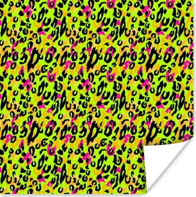 Produktbild von MuchoWow® Poster Pantherdruck - Neon - Gelb - Rosa 50x50 cm - Wohnzimmerdekoration