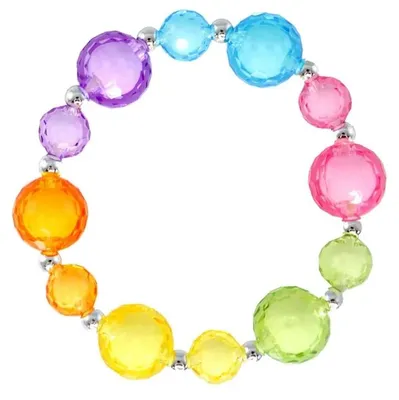 Produktbild von Perlenarmband für kleine Mädchen mit Regenbogenfarben und bunten Steinen