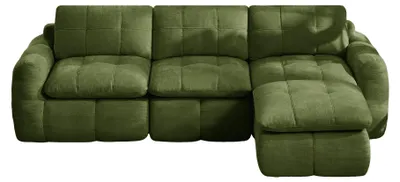 Imagen del producto de Sofá modular de 3 plazas, tapizado en chenilla verde, con acolchado, de 264 cm