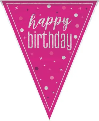 Produktbild von Wimpelkette pink Happy Birthday