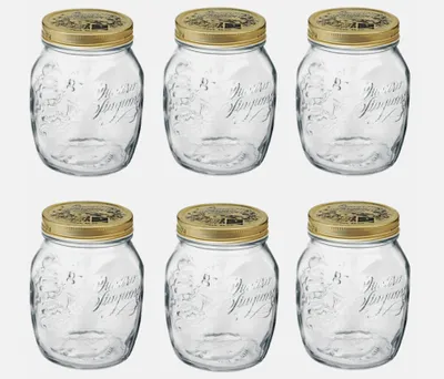 Produktbild von BORMIOLI Quattro Stagioni / 6 x 700ml Set Einmachglas + Deckel gold 86mm _79949