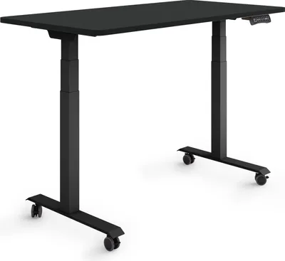 Produktbild von ESMART Germany EZX-132BB 120x60cm Schwarz Ergonomischer Steh-Sitz-Schreibtisch auf Rollen Stufenlos elektrisch höhenverstellbar 65,5-130,5 cm 3 x Memory USB Ladeport Aktivitätserinnerung Schnelle Montage