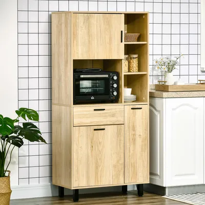 Produktbild von ZMH Mikrowellenschrank für die Küche mit 1 Schublade und 2 Türen, 60 x 40 x 122,5 cm – MDF – weiß