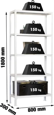 Zdjęcie produktu dla Simonrack regał do dużych obciążeń ZESTAW HOMECLICK MINI 5/300 222100205188035 biały 80,0 x 30,0 x 180,0 cm