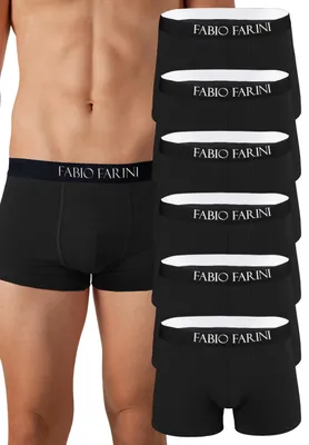 Produktbild von Fabio Farini - 6 Stück Herren Boxer Unterhosen Baumwolle - Männer Retroshorts angenehme Passform und Pflegehinweis aufgedruckt