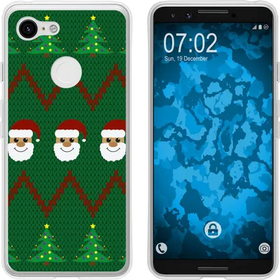 Produktbild von PhoneNatic Case kompatibel mit Google Pixel 3 Silikon-Hülle X Mas Weihnachten X-Mas Sweater M7
