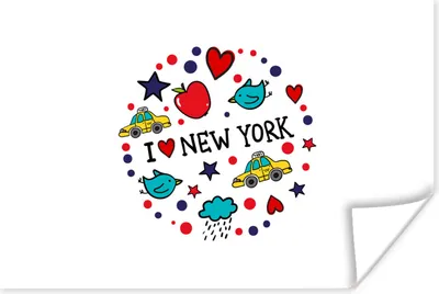 Produktbild von MuchoWow® Poster New York - Vogel - Zeichnung 90x60 cm - Schlafzimmer