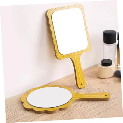 Productafbeelding van 2 houten handspiegels voor make-up