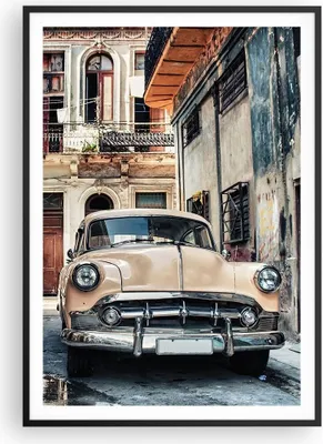 Produktbild von Gerahmtes Poster - Schwarzer Rahmen - Kubanisch Auto Mietshäuser - 70x100 cm - Wand Bild - Wanddeko - Wandbilder - Kunstposter - Wandposter - Bilderrahmen - Bilder - Kunstdruck - P2BPA70x100-4413