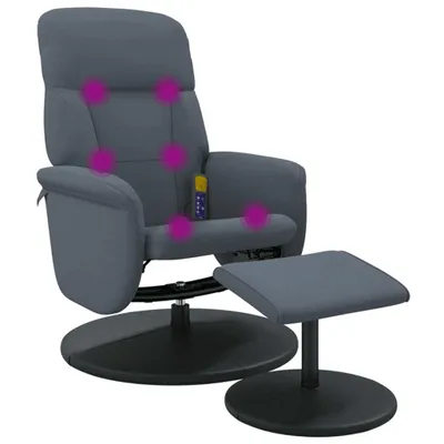 Produktbild von vidaXL Massagesessel mit Fußhocker Dunkelgrau Samt