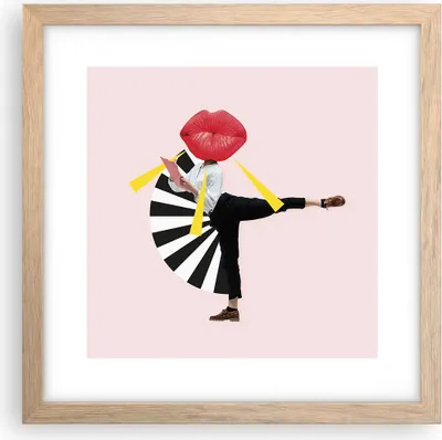 Produktbild von Gerahmtes Poster - Rahmen in heller Eiche - Grafik Mund Mann - 30x30 cm - Wand Bild - Wanddeko - Wandbilder - Kunstposter - Wandposter - Bilderrahmen - Bilder - Kunstdruck - P2NAC30x30-4559