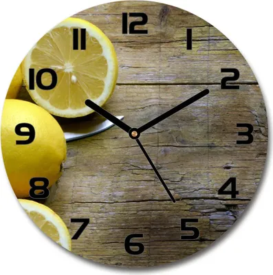 Produktbild von Wanduhr aus Glas 30fi Glasbild Glasuhr Gehärtetes Glas - schwarze-zeiger - Lemons on the wood