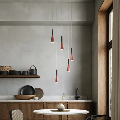 Immagine prodotto di Lampadario a sospensione CONE Oro-Rosa Nero 5x7W 3000K Perenz