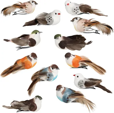 Produktbild von com-four® 12x Dekovogel - künstliche Vögel in 4 bunten Farben - Dekovögel