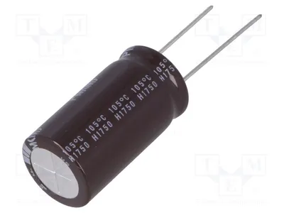 Immagine prodotto di 1 condensatore: elettrolitico a montaggio su piastra, 33 µF, bassa impedenza, 315 VDC, modello UPM2F330MHD