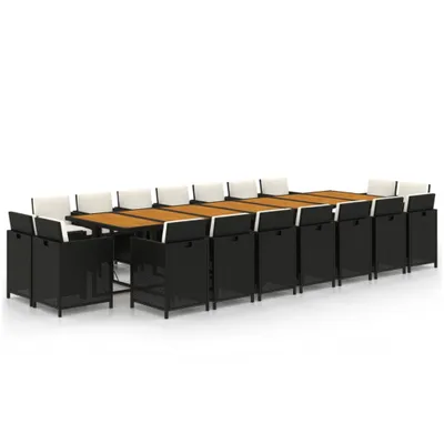 Produktbild von vidaXL 19-tlg. Garten-Essgruppe mit Kissen Schwarz Poly Rattan