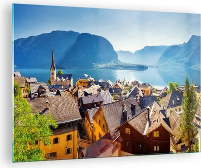 Produktbild von Bilder auf glas - Berge See Wasser - 70x50cm - Glasbilder - Wandbilder - Kunstdruck - zum Aufhängen bereit - Wanddekoration aus Glas - Glas Bilder - Wandbild auf Glas - Einteilig - GAA70x50-3955