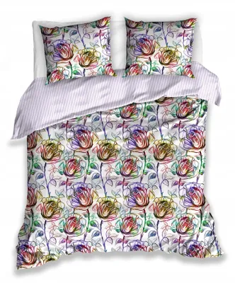 Image de Carbotex Parure de lit 200x220 cm Satin de coton Fleurs