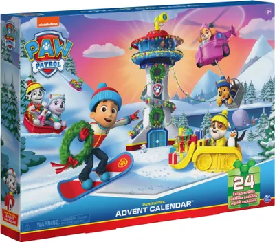 Produktbild von PAW Patrol Adventskalender 2021 mit 24 exklusiven Spielzeugfiguren und Zubehör, ab 3 Jahren, Box, Freistehend, Mehrfarbig