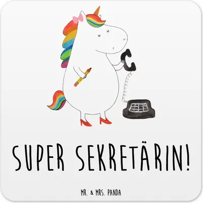 Produktbild von Mr. & Mrs. Panda Untersetzer für Gläser Einhorn Sekretärin 10er Set - Weiß - Geschenk, Getränkeuntersetzer, Unicorn, Glas-Untersetzer, Steuerbüro, Coaster, Steuerkanzlei