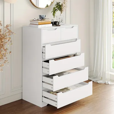 Produktbild von Ladekasten - Kommode - Aufbewahrungsbox - Kommode - Schrank - Weiß - 110,5 x 70 x 40 cm - 6 Schubladen - Kippschutzsystem