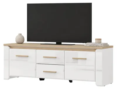 Produktbild von Aramo - TV-Schrank, 154x40x50h cm, Weiß Matt, 2 Schubladen