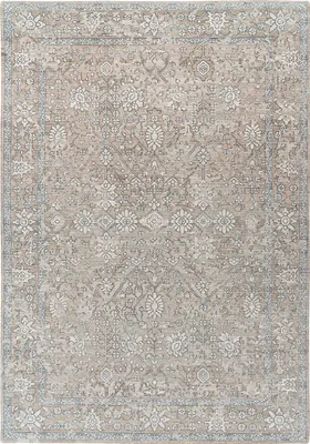 Produktbild von Padiro Eleganter Kurzflor-Teppich 80 x 150 cm - Hellbeige - Vintage-Muster - für Fußbodenheizung - aus Baumwolle und Polyester