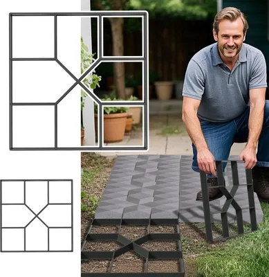 Produktbild von TRMLBE 2 Stück DIY Betonform 40x40cm Schalungsform 8 Gitter NO.2 Quadrat Pflasterform Gehweg Gießform Beton Schablone Pflasterschablone Kunststoff, für Trittsteinen Garten Rasenbahnen