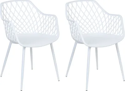 Produktbild von BELIANI Esszimmerstuhl 2er Set Weiß Kunststoff mit Metallgestell Rauten-Design Hohen Armlehnen Modern Schlicht Wohnzimmer Esszimmer Flur Diele