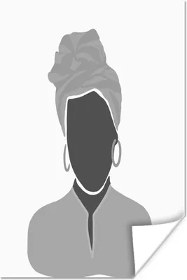 Produktbild von MuchoWow® Poster Porträt-Zeichnung - Frau - Schwarz - Weiß 80x120 cm - Papierdruck