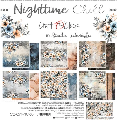Image de CRAFT OCLOCK Set 6 Blatt 30,5x30,5cm doppelseitig Scrapbooking Papier, Nighttime Chill