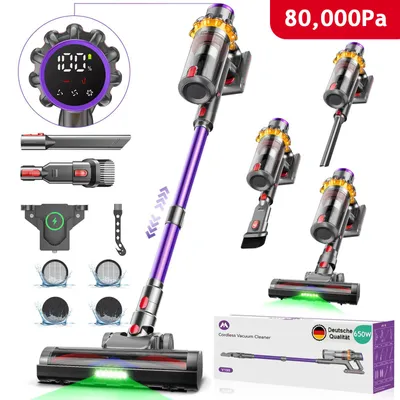 Produktbild von Akku Staubsauger 80000Pa/650W/75mins Kabelloser Stabstaubsauger,1.8 L Kabelloser Staubsauger,50dB leise,handstaubsauger