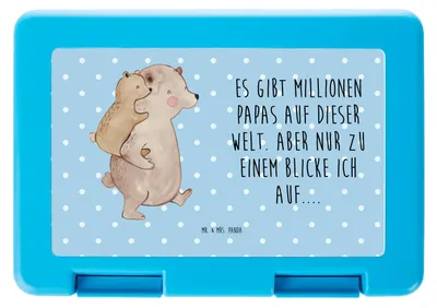 Produktbild von Mr. & Mrs. Panda Bento Box Papa Bär - Blau Pastell - Geschenk, Lunchbox, Muttertag, Frühstücksbox, Bentobox, Vater, Geburtstag, Brotzeitdose, Snackbox, Vatertag