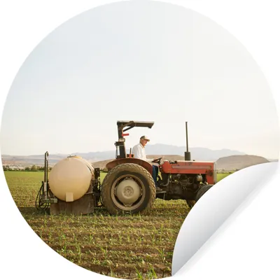 Produktbild von MuchoWow® Runde Wandtattoo - Wandsticker Tapete Aufkleber Traktor - Landwirt - Berg Ø 80 cm Selbstklebend und Repositionierbar - Wandaufkleber - Kreis - Mauerkreis - Wand Bilder - Wandsticker - Wohnzimmer Dekoration - Dekoration für die Wände - Aluminium - Babyzimmer