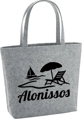 Produktbild von Huuraa Filzshopper Alonissos Inselmotiv Griechenland 22 Liter Grey Melange Filztasche Geschenkidee