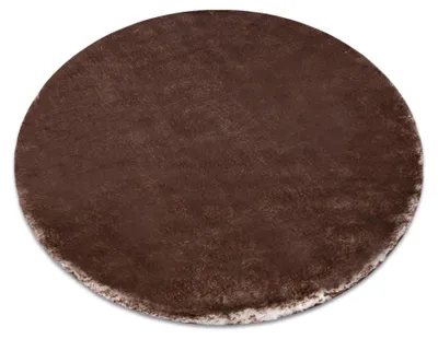 Zdjęcie produktu dla Dywan LAPIN Shaggy koło kość słoniowa / czekolada antypoślizgowy, do prania brązowy koło 120 cm