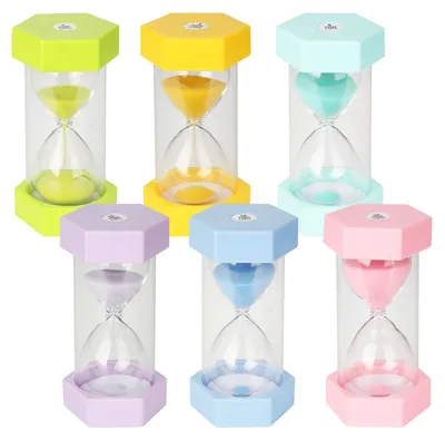 Productafbeelding van Set van 6 kleurrijke zandlopers voor kinderen, 1/3/5/10/15/30 minuten