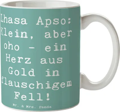 Produktbild von Mr. & Mrs. Panda Tasse Spruch Lhasa Apso Wunder - Meeresbrise - Geschenk, kleiner Hund, Henkelpott, Hunderasse, Hunderassen Eigenschaften, Charakterstärke, Pflege, haferl