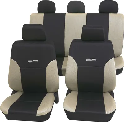 Produktbild von Auto Sitzbezüge Universal Komplett Set 11-teilig - Wave beige, Eco Class mit SAB 1 Vario | Autositzbezüge / Schonbezüge von PETEX