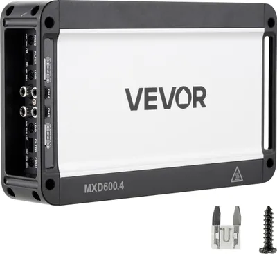 Immagine prodotto di Amplificatore per auto VEVOR a 4 canali, amplificatore di potenza in classe D con funzione di bypass, max. 4 x 420 W a 4 ohm / 4 x 600 W a 2 ohm, amplificatore ad alte prestazioni per SUV, pick-up e fuoristrada, amplificatore audio multicanale