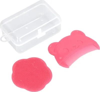 Productafbeelding van 2 stuks babyhuidborstels, zachte siliconen, sensorisch bad, comfortabel voor pasgeborenen, rood