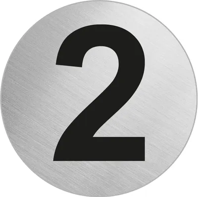 Produktbild von Türnummer Zimmernummer aus Edelstahl "2" Ø 60 mm selbstklebend