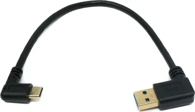 Zdjęcie produktu dla SYSTEM-S Kabel USB 3.1 25 cm z wtyczką typu C na wtyczkę 3.0 typu A, kąt lewy