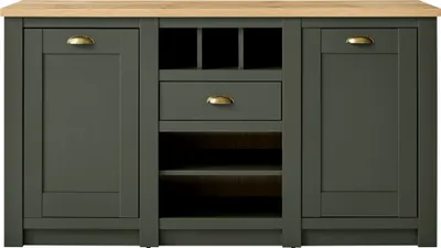 Produktbild von Landhaus Anrichte Sideboard CINCINNATI-61 in grün mit Wotaneiche, B/H/T: 145/83/45cm