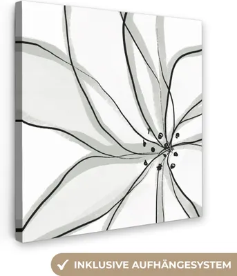 Produktbild von MuchoWow® - Leinwandbilder - Blume - Kunst - Weiß - Schwarz, Wandbild, Wanddeko Bilder Wohnzimmer, 20x20 cm