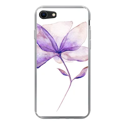 Produktbild von MuchoWow® Handyhülle Schutzhülle Hülle für iPhone SE 2020 Blumen - Aquarell - Lila Silikon Softcase Handy Hülle - Kartenbesitzer